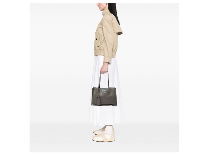 Tote Prada in vitello Glace Grigio Etiquette Marrone Grigio antracite - vista 6