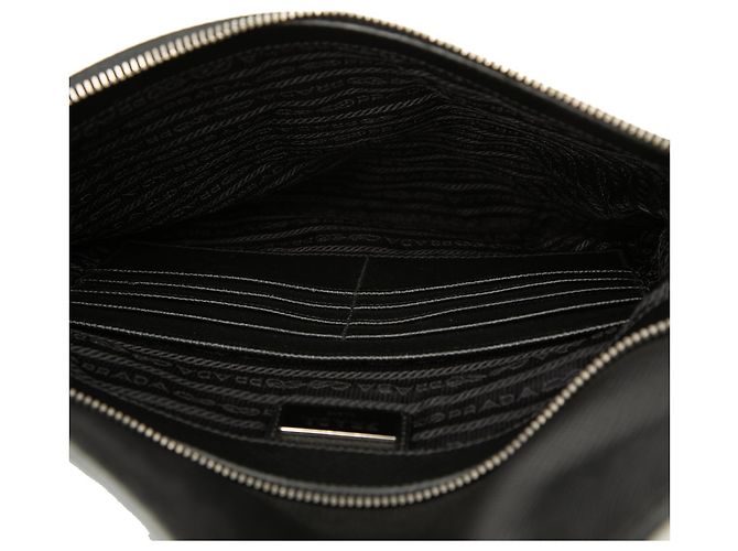 Clutch Prada de Tessuto con ribetes de Saffiano negro - vista 4