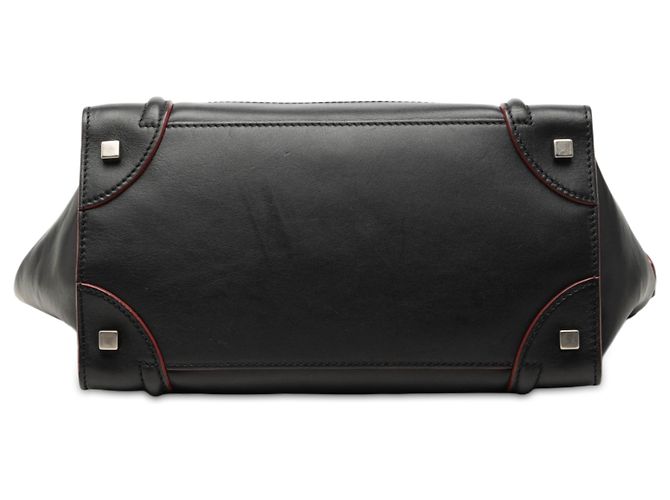 Céline Celine Mini Luggage Tote in pelle di vitello nera Nero Rosso - vista 3