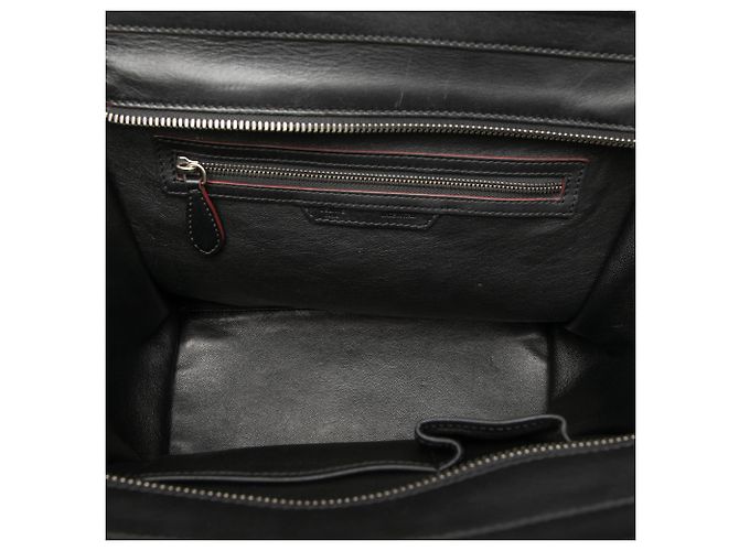 Céline Celine Mini Luggage Tote in pelle di vitello nera Nero Rosso - vista 4