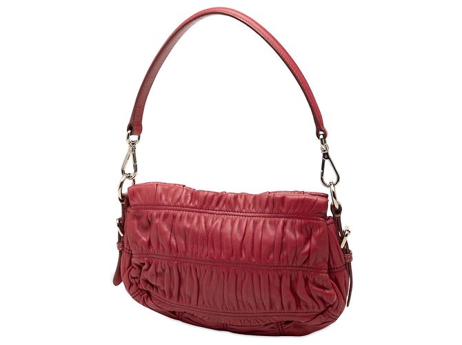 Borsa a spalla Prada Mini Nappa Gaufre con fiocco rossa Rosso - vista 2