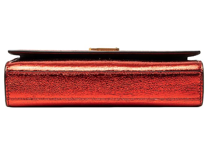 Saint Laurent Red Small Metallic Calfskin Monogram Kate Crossbody Rosso - vista 3