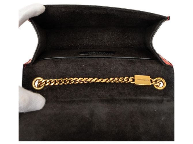 Saint Laurent Red Small Metallic Calfskin Monogram Kate Crossbody Rosso - vista 4