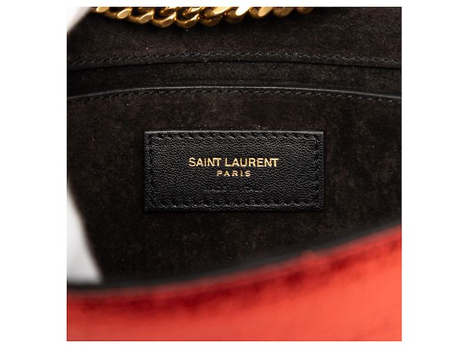 Saint Laurent Red Small Metallic Calfskin Monogram Kate Crossbody Rosso - vista 5