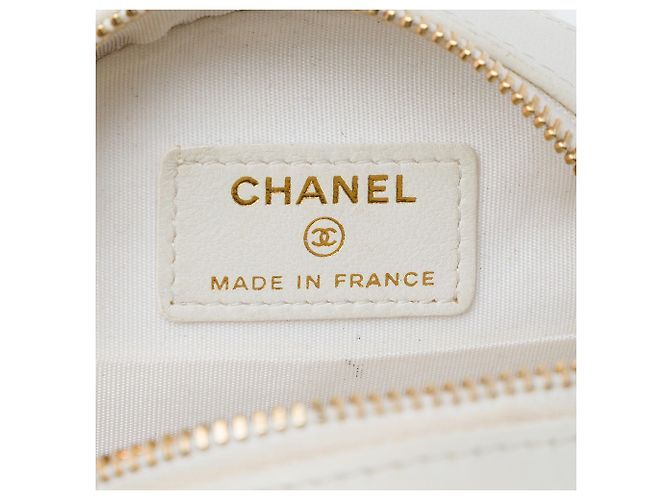 Clutch Redonda Chanel White CC Chevron de piel de oveja con cadena Blanco Crudo - vista 5