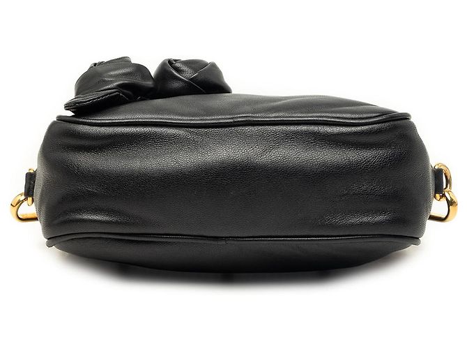 Borsa a tracolla Prada in nappa nera con rosetta Nero - vista 3