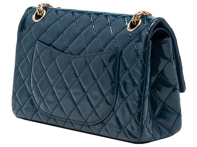 Chanel Blue Quilted Patent Reissue 2.55 Double Flap 225 Blu navy - vista 2