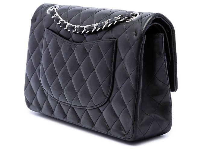 Chanel Black Medium Classic Lambskin Double Flap Schwarz - Ansicht 2