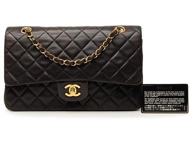 Chanel Black Medium Classic Lambskin Double Flap Nero - vista 7