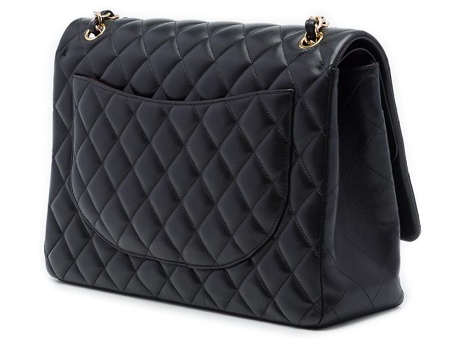 Chanel Black Maxi Classic Lambskin Double Flap Nero - vista 2