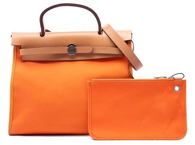 Hermès Orange Toile Herbag Zip 31 Arancione - vista 7