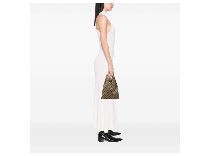 Pouch con coulisse Gucci Beige GG Supreme - vista 6