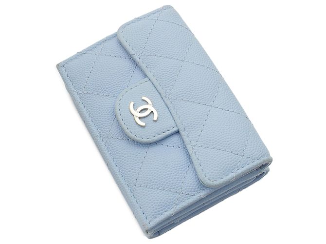 Cartera de solapa Chanel Blue CC Quilted Caviar Azul Azul claro - vista 3