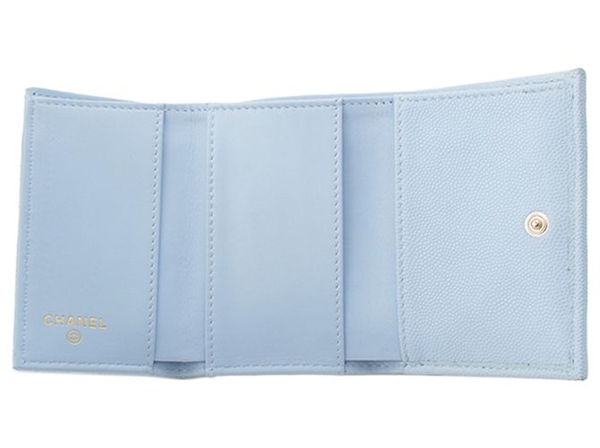 Cartera de solapa Chanel Blue CC Quilted Caviar Azul Azul claro - vista 4