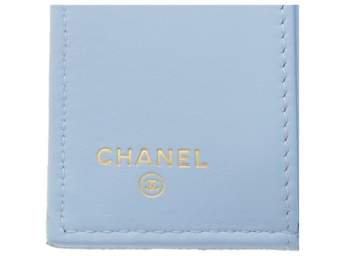 Cartera de solapa Chanel Blue CC Quilted Caviar Azul Azul claro - vista 9