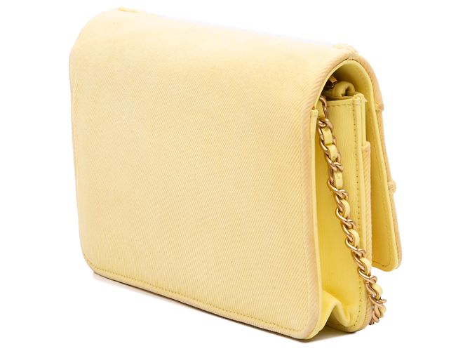 Chanel Yellow Denim Fringe Coco Wallet On Chain Giallo - vista 2