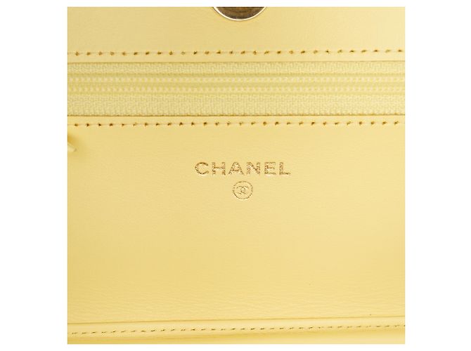 Chanel Yellow Denim Fringe Coco Wallet On Chain Giallo - vista 5
