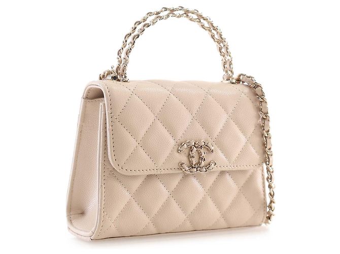 Borsa Chanel Brown Nano CC Quilted Caviar Coco Top Handle Bag Marrone Beige - vista 2