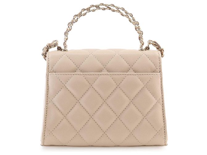 Borsa Chanel Brown Nano CC Quilted Caviar Coco Top Handle Bag Marrone Beige - vista 4