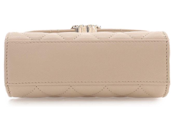 Borsa Chanel Brown Nano CC Quilted Caviar Coco Top Handle Bag Marrone Beige - vista 8