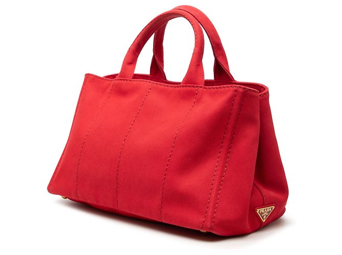 Borsa Tote Prada in tela Canapa rossa con logo Rosso - vista 2