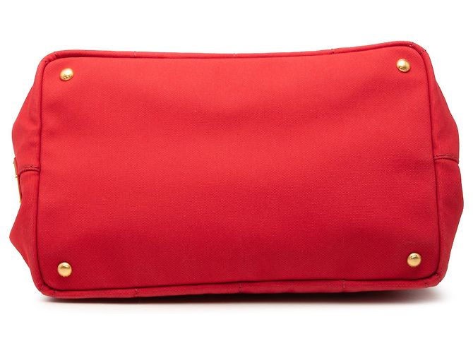 Borsa Tote Prada in tela Canapa rossa con logo Rosso - vista 3