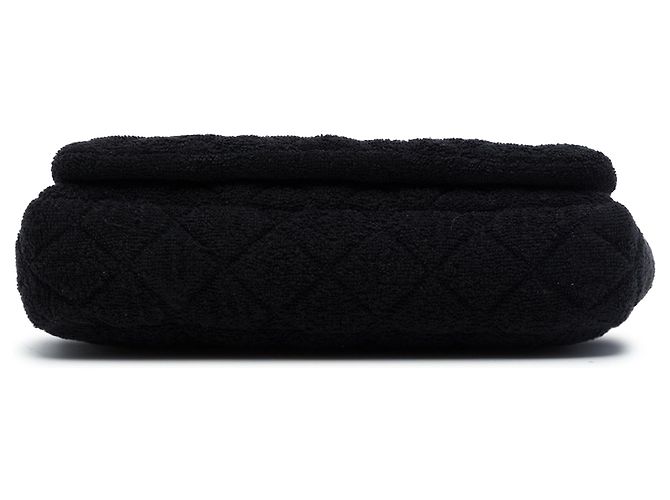 Chanel Black CC Quilted Terry Cloth Flap Nero - vista 3