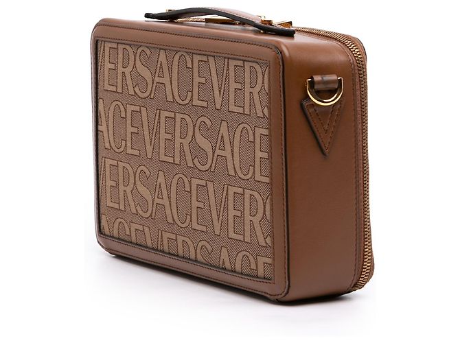 Versace Messenger-Tasche aus braunem Canvas mit Allover-Print - Ansicht 2