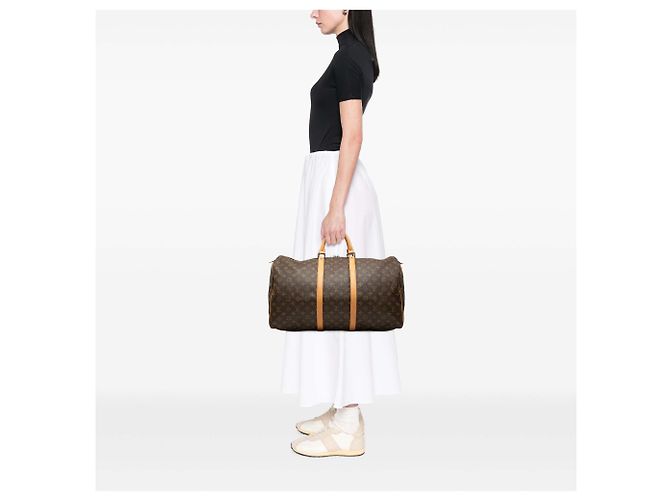 Louis Vuitton Brown Monogram Keepall 55 Marrone - vista 6