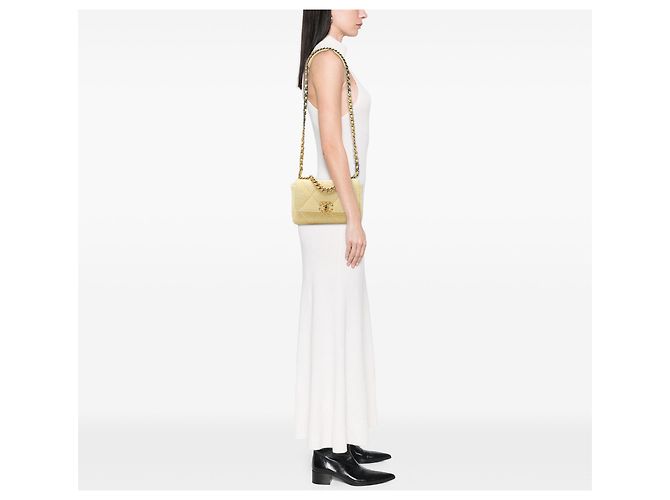 Chanel Yellow Medium Tweed 19 Flap Giallo - vista 5