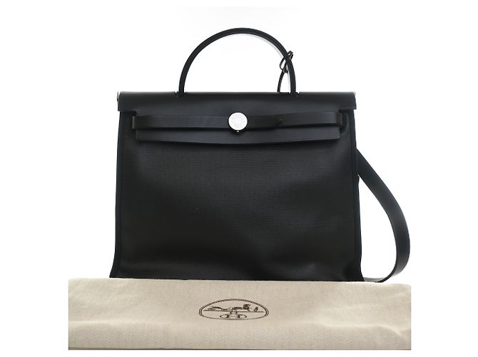Hermès Black Toile H Berline Herbag Zip 31 Nero - vista 13