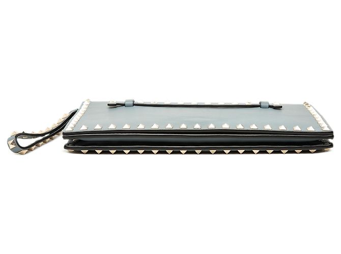 Clutch a patta Rockstud in pelle blu Valentino Blu chiaro - vista 3