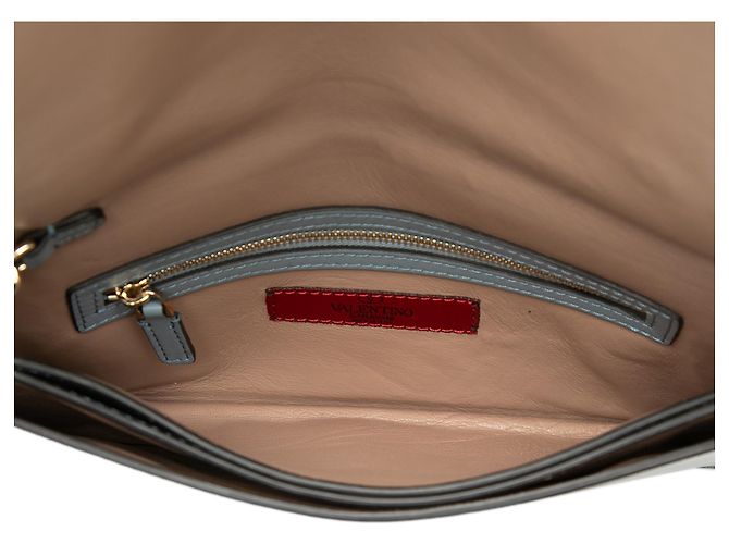 Clutch a patta Rockstud in pelle blu Valentino Blu chiaro - vista 4