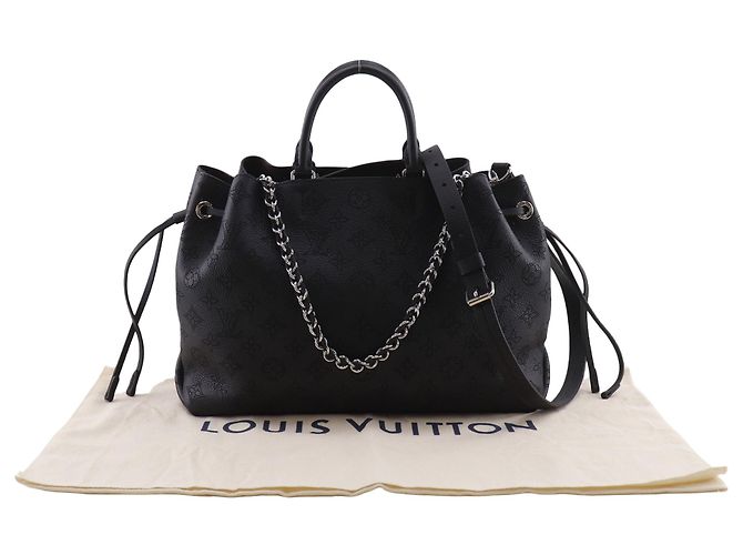 Borsa Louis Vuitton Black Monogram Mahina Bella Tote Nero - vista 12
