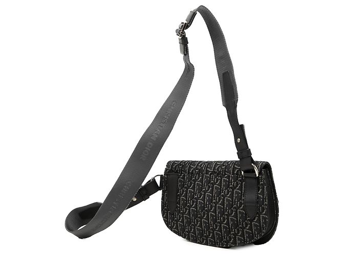 Borsa a tracolla Saddle Dior in tela Oblique nera Nero - vista 2