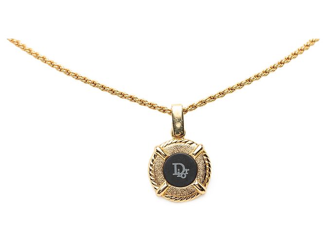 Collana Dior Gold Plated con pendente rotondo logo smaltato D'oro - vista 2