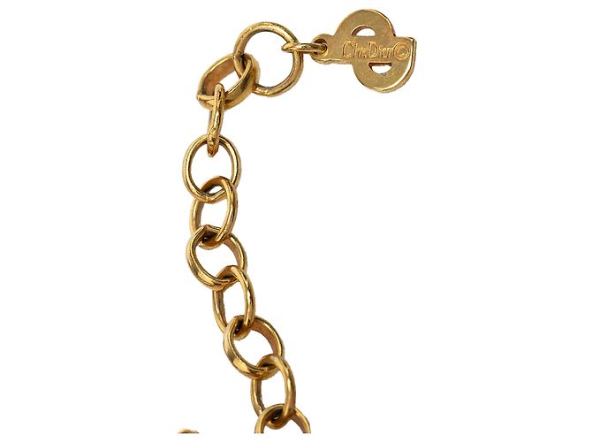 Collana Dior Gold Plated con pendente rotondo logo smaltato D'oro - vista 5