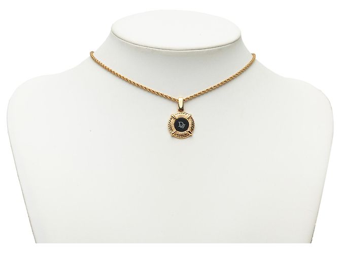 Collana Dior Gold Plated con pendente rotondo logo smaltato D'oro - vista 6