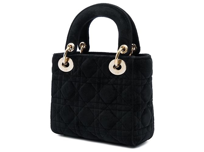 Dior Black Mini Velvet Cannage Lady Dior Nero - vista 2