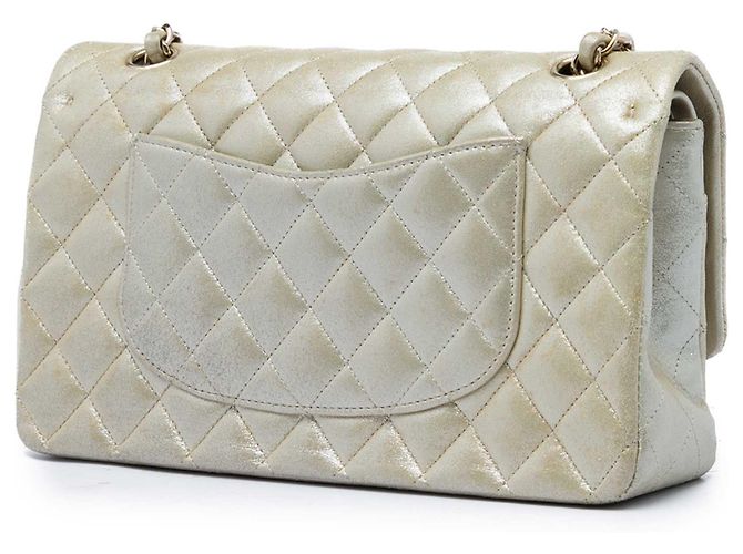 Chanel Gold Medium Classic Iridescent Lambskin Double Flap D'oro - vista 2