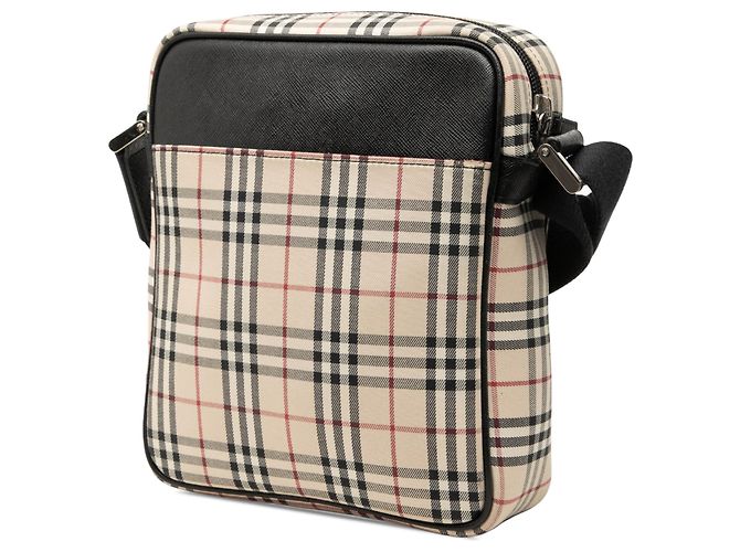 Borsa a tracolla Burberry Beige House Check Canvas - vista 2
