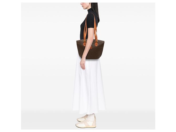 Céline Celine Brown Macadam Coated Canvas Tote Braun - Ansicht 6