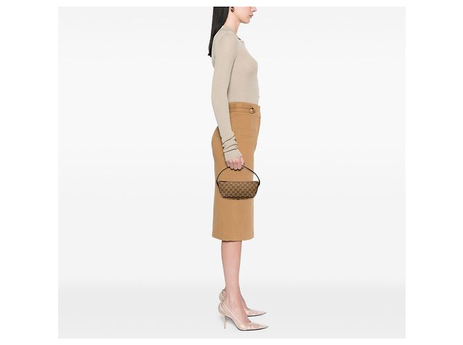 Gucci Beige GG Canvas Web Boat - vista 6