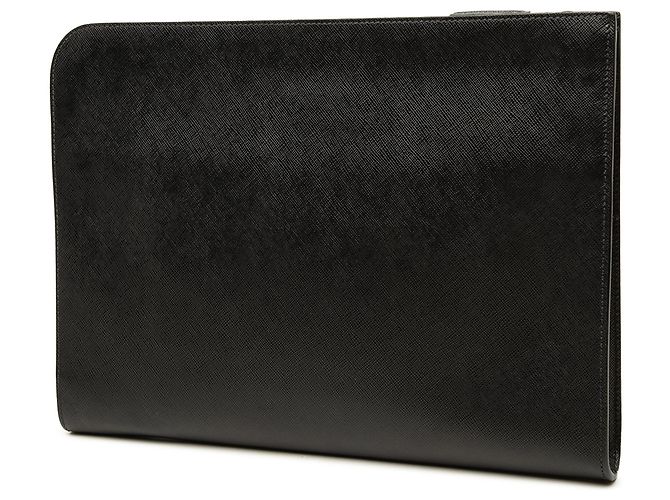 Clutch Prada in pelle Saffiano nera con logo Nero - vista 2