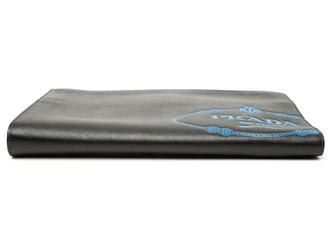 Clutch Prada in pelle Saffiano nera con logo Nero - vista 3