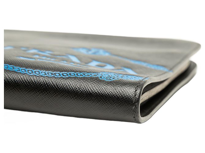 Clutch Prada in pelle Saffiano nera con logo Nero - vista 4