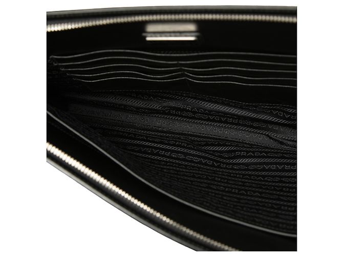 Clutch Prada in pelle Saffiano nera con logo Nero - vista 5