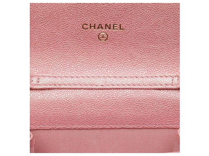 Chanel Pink CC gesteppter Iridescent Caviar Kartenhalter mit Kette - Ansicht 5