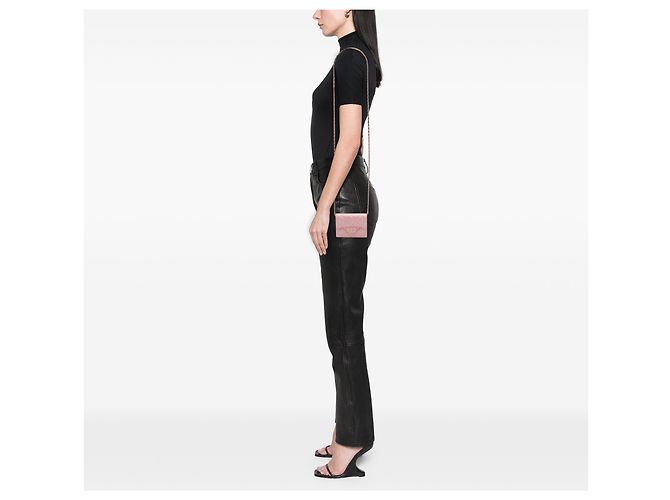 Chanel Pink CC gesteppter Iridescent Caviar Kartenhalter mit Kette - Ansicht 6