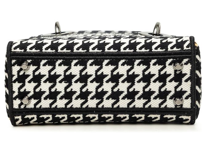 Dior White Mini Embroidered Canvas Houndstooth Lady D Lite Weiß - Ansicht 3